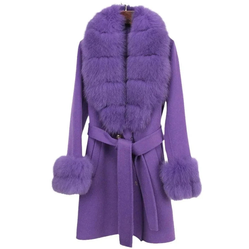 Cashmere Coat Women's Mid-Length 2023 Autumn And Winter New Fox Fur Collar Slim-Fit Woolen Coat