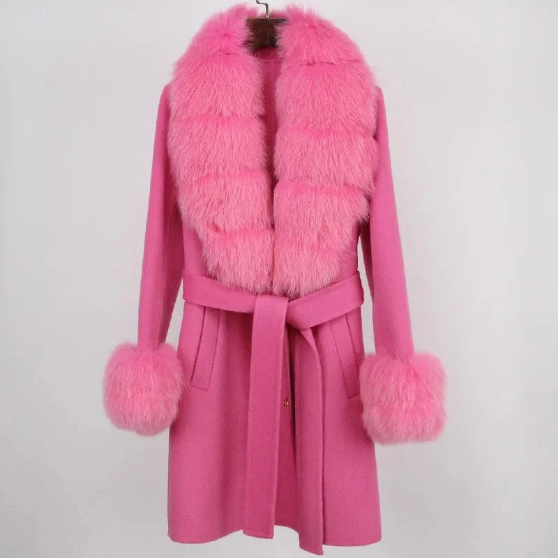 Cashmere Coat Women's Mid-Length 2023 Autumn And Winter New Fox Fur Collar Slim-Fit Woolen Coat