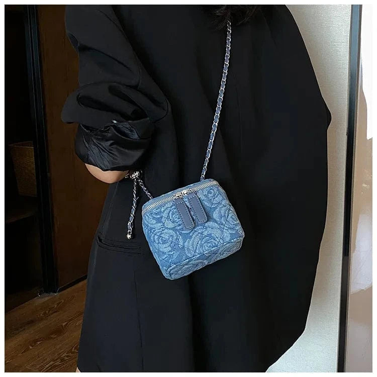 Casual Brand New Fashion Denim Women Bag Lady Handbags Shoulder Messenger Bag Camellia Jeans Box Clutch Luxury Women's Tote Bag
