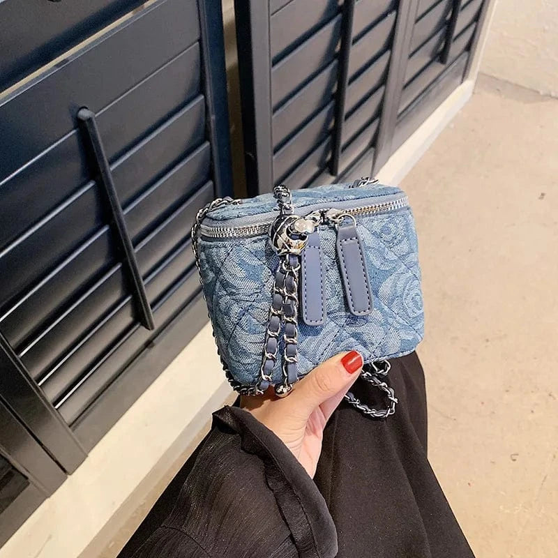 Casual Brand New Fashion Denim Women Bag Lady Handbags Shoulder Messenger Bag Camellia Jeans Box Clutch Luxury Women's Tote Bag