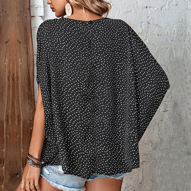 Casual Cloth Women Short Sleeve Dot Print Loose Tops Outdoor Soft T-shirt