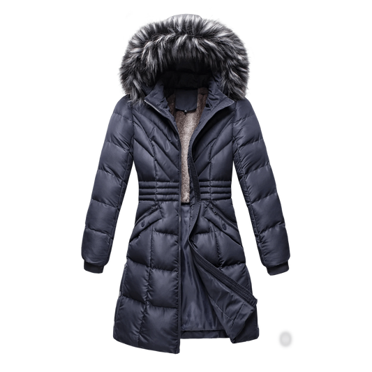Casual Plain Bear Winter Acrylic Oem Pockets Women's Down Coats And Jackets With Faux Fur Trim Hood