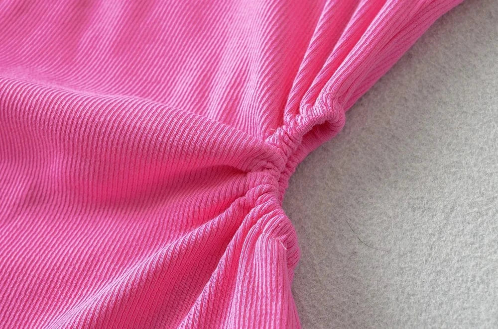 Casual Style Rubber tag Sleeveless Crew Neck Ruched Basic Tank Top Tight Waist Shirt Women's Tank Top