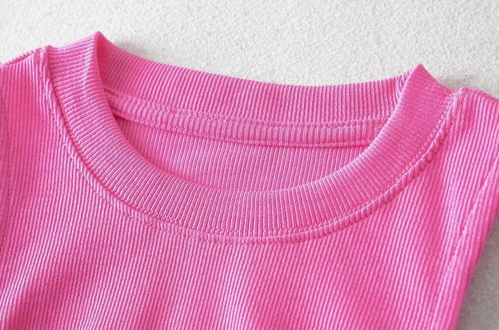 Casual Style Rubber tag Sleeveless Crew Neck Ruched Basic Tank Top Tight Waist Shirt Women's Tank Top