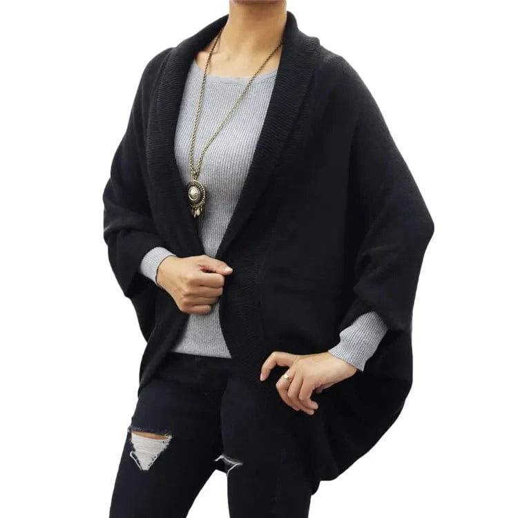Casual Style Turn-down Collar Acrylic Cashmere Feel Ribbed Collar Women Knit Cardigans Shrug