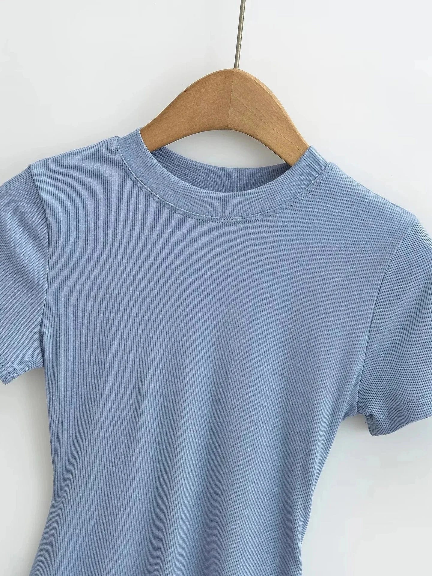 Casual T-Shirts Women Slim Fit Tees Female short Sleeve Top summer Ladies Solid Basic T-shirt cotton t shirt