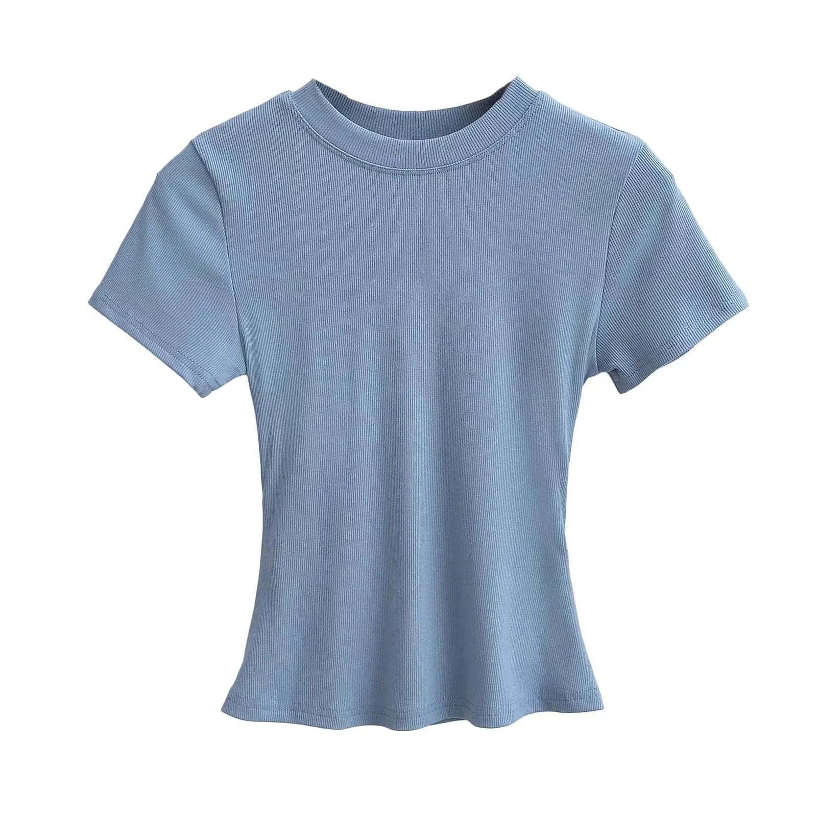 Casual T-Shirts Women Slim Fit Tees Female short Sleeve Top summer Ladies Solid Basic T-shirt cotton t shirt