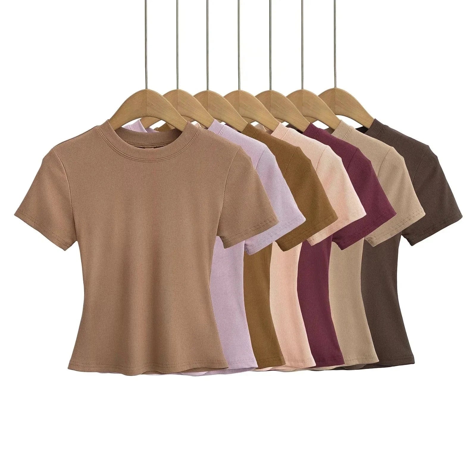 Casual T-Shirts Women Slim Fit Tees Female short Sleeve Top summer Ladies Solid Basic T-shirt cotton t shirt