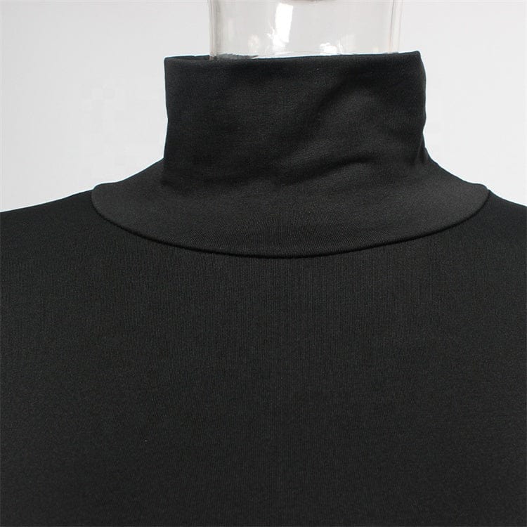 Casual Two 2 Piece Set Sweatsuits Tracksuit For Women Outfits Turtleneck Crop Top Pants Suits