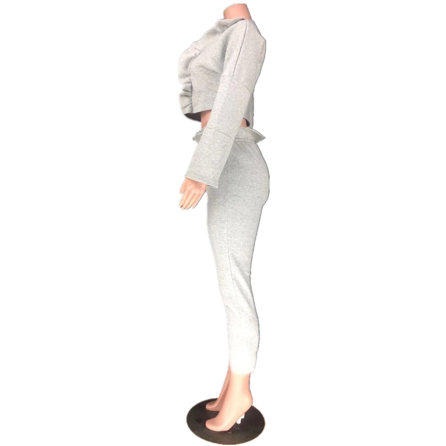 Casual Women 2 Piece Outfits Ruffle Crop Top Sweatshirt and Pants Sweatsuits Set Tracksuits Trousers Jogger