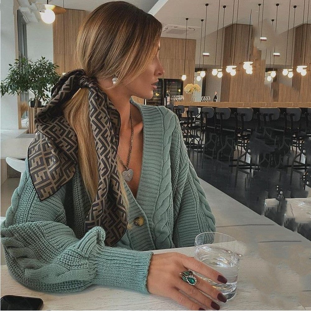 Casual Women's Loose Long Sleeve Knit Button Down Cardigan Sweaters 2 Pieces Long Pants Set Winter Fall