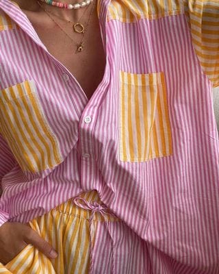 Casual Women Summer Beach Tracksuit Shorts Set Striped Blouse Shirt Tops And Mini Shorts Suit Two Piece Set Loungewear Coldker