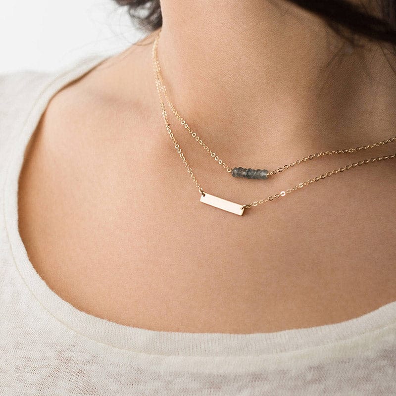 CDNN024-Gold eManco Hypoallergenic stainless steel simple fashion women chain 2 layer necklace jewelry sets  for girls