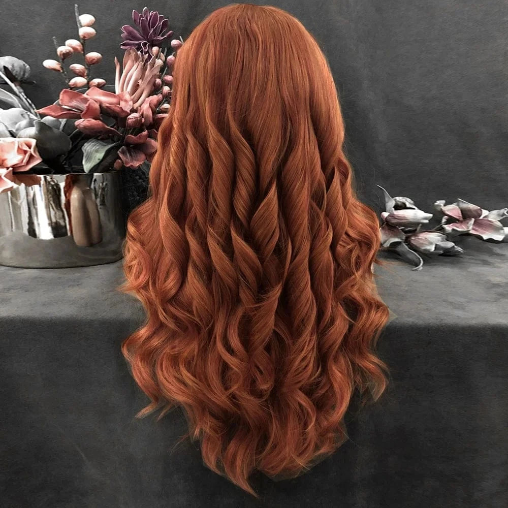 Celebrity 150% Density Blond Ginger Lace Front Wig Synthetic Hair Wigs With Natural Hairline