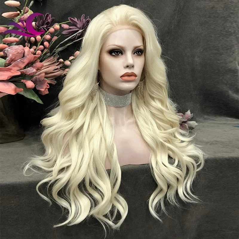 Celebrity 150% Density Blond Ginger Lace Front Wig Synthetic Hair Wigs With Natural Hairline