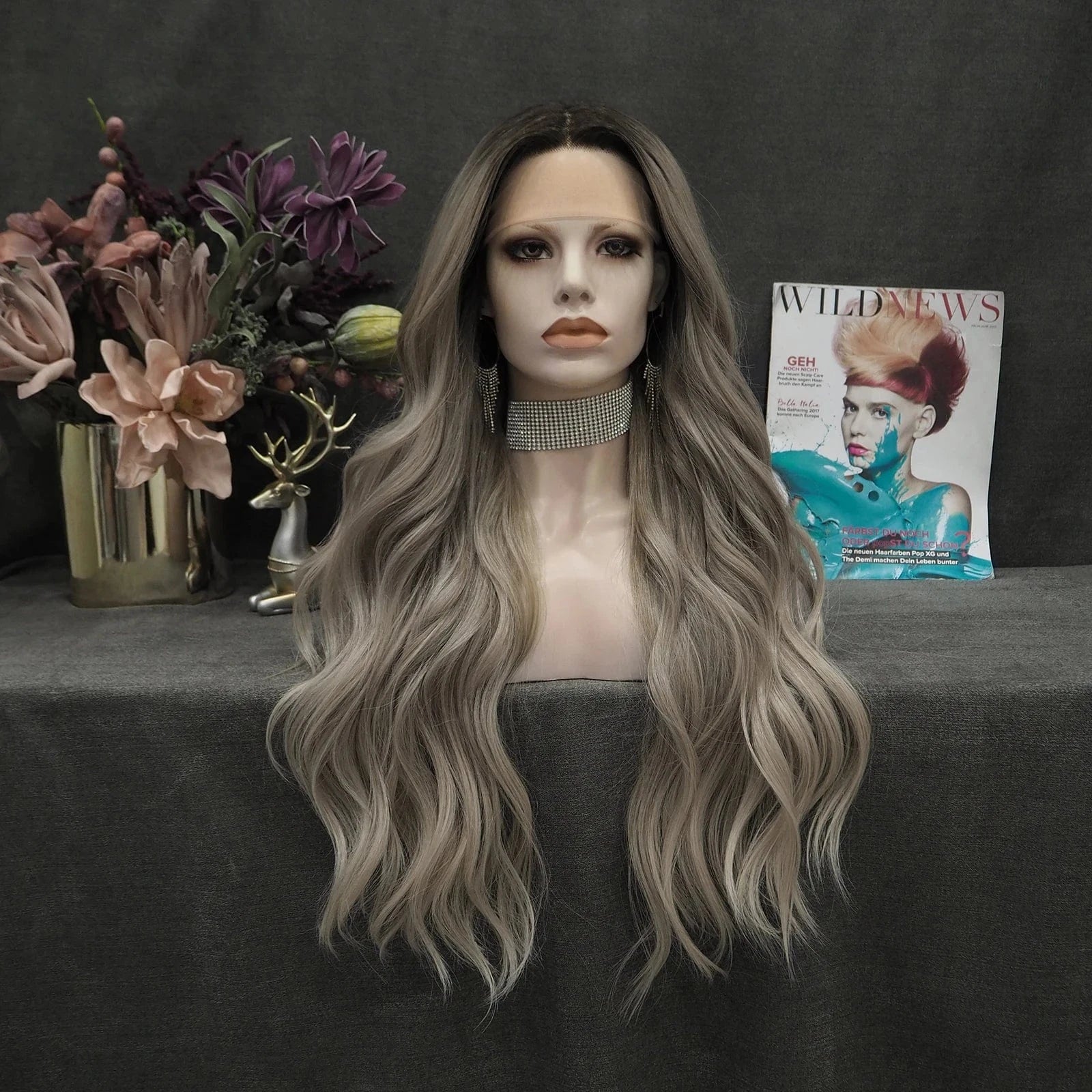 Celebrity 150% Density Ombre Color Heat Resistant Lace Front Synthetic Hair Wigs For Daily Wearing
