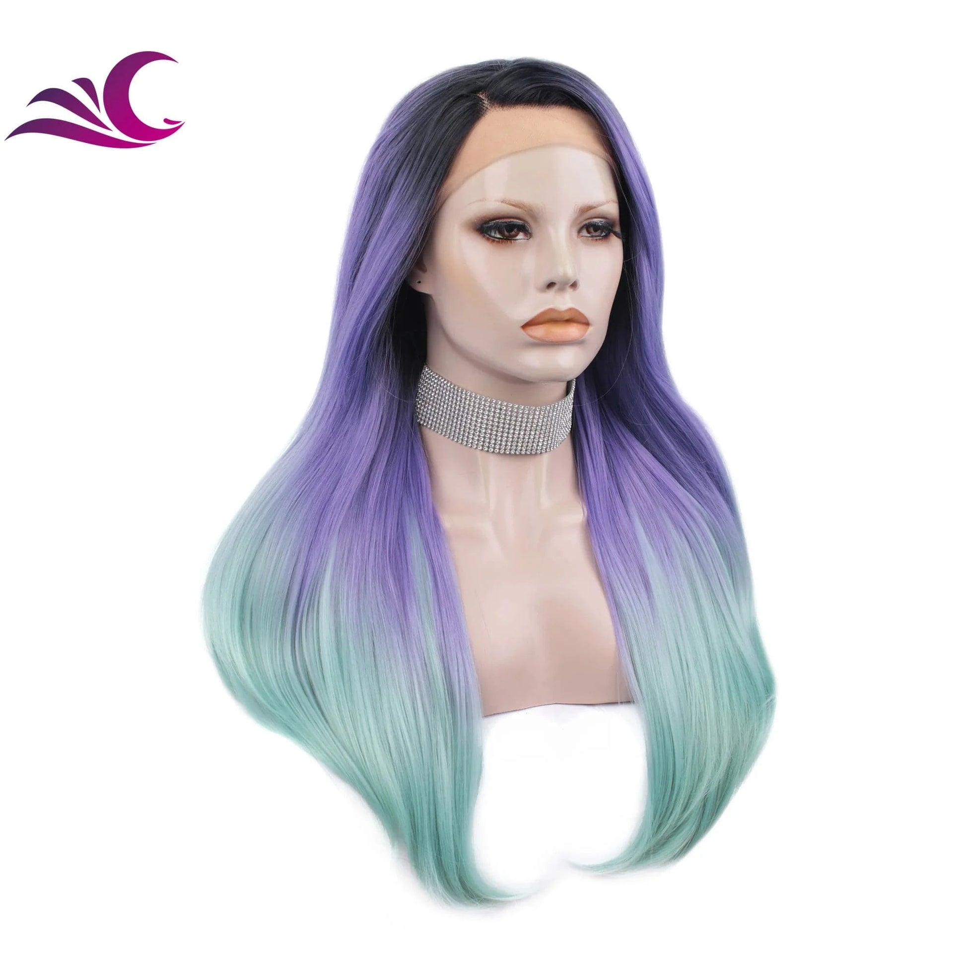 Celebrity 22 Inch Transparent Lace Front Human Hair Wigs With Colored Purple Ombre Highlight Lace Frontal Wigs For Black Women