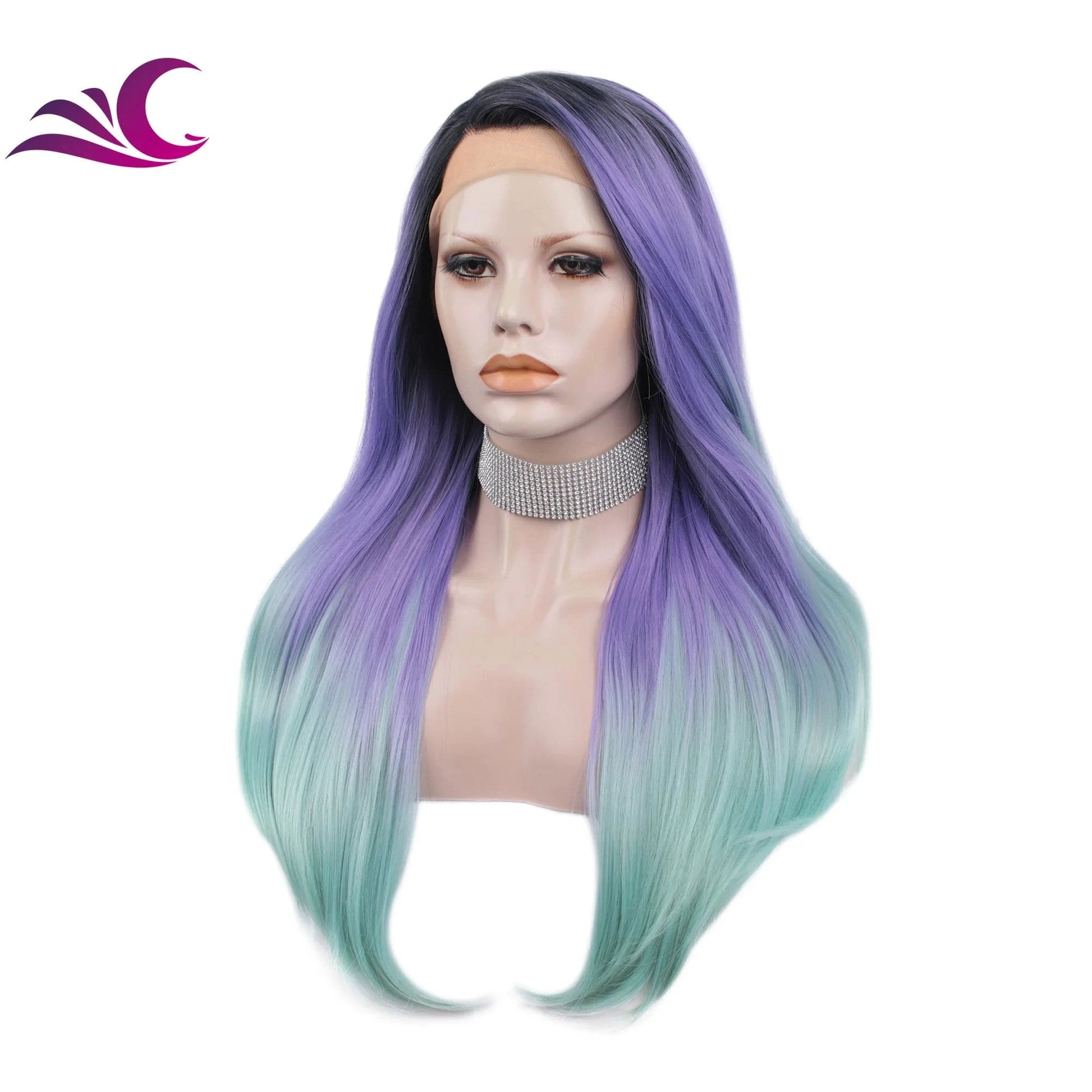 Celebrity 22 Inch Transparent Lace Front Human Hair Wigs With Colored Purple Ombre Highlight Lace Frontal Wigs For Black Women
