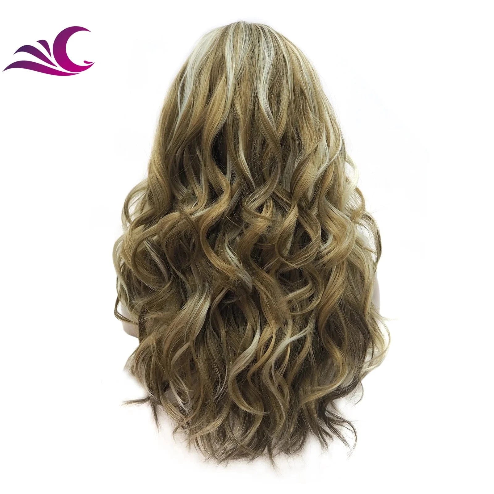 Celebrity 3 color mix highlight honey blonde color heat resistant fiber glueless full machine wig for daily
