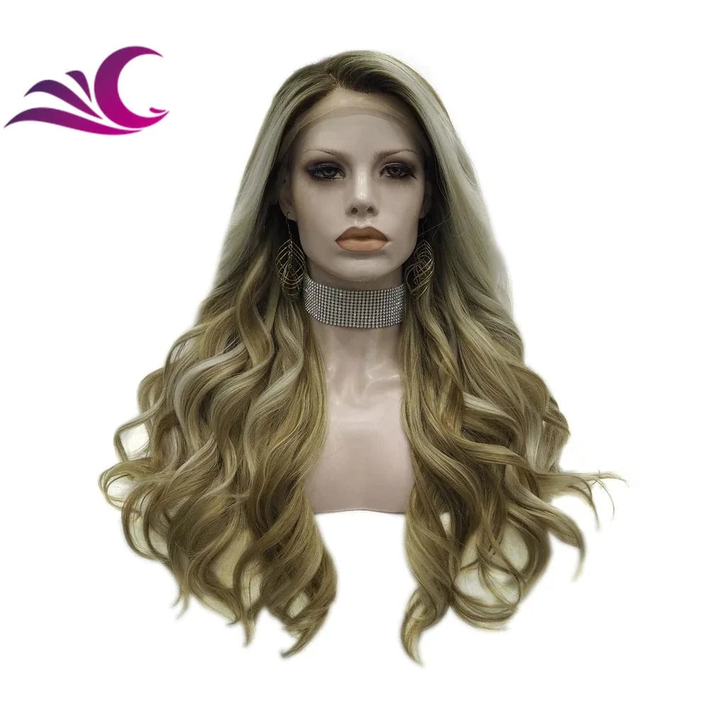 Celebrity burnette color pre-plucked natural hairline shoulder length high temperature futura fiber synthetic wig