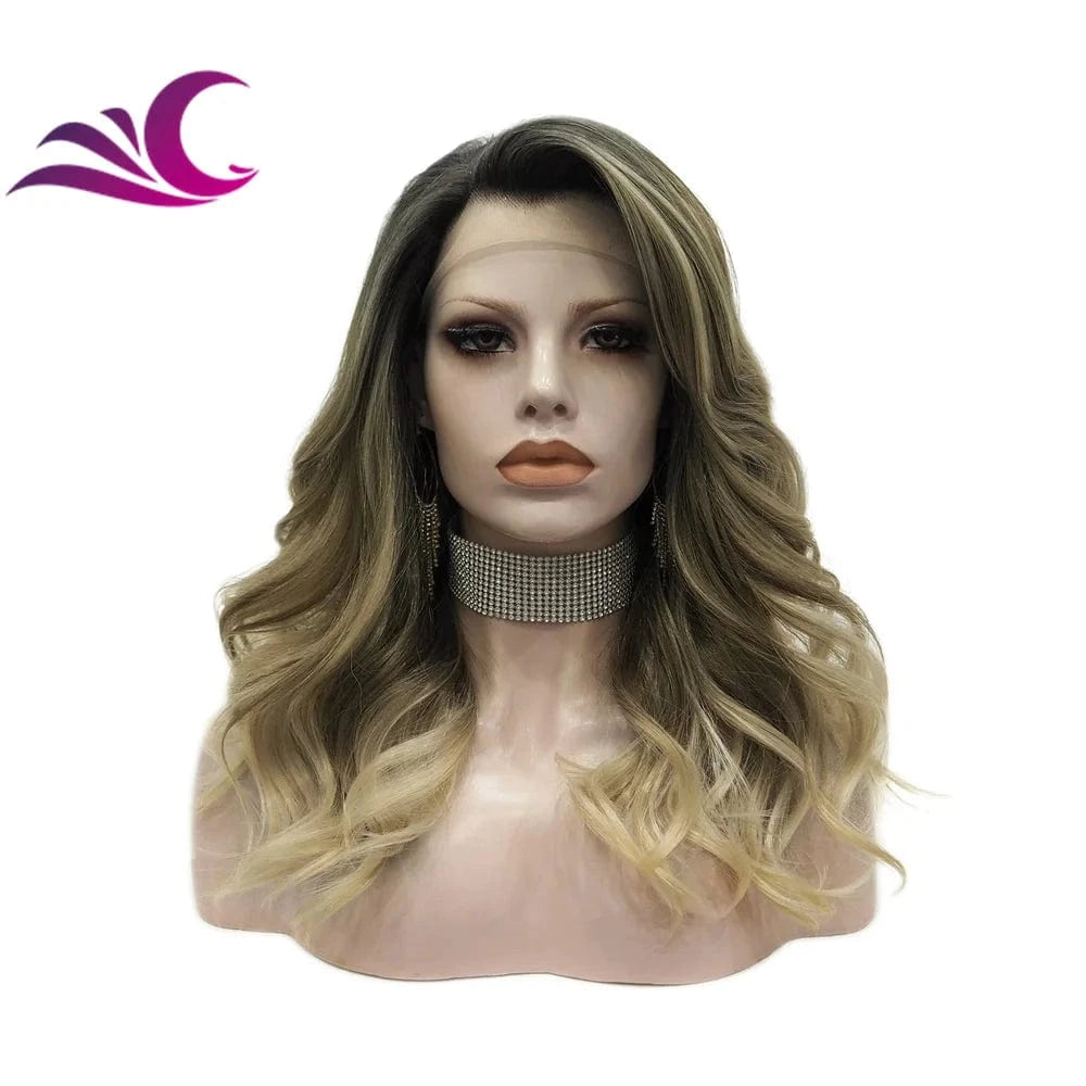 Celebrity burnette color pre-plucked natural hairline shoulder length high temperature futura fiber synthetic wig