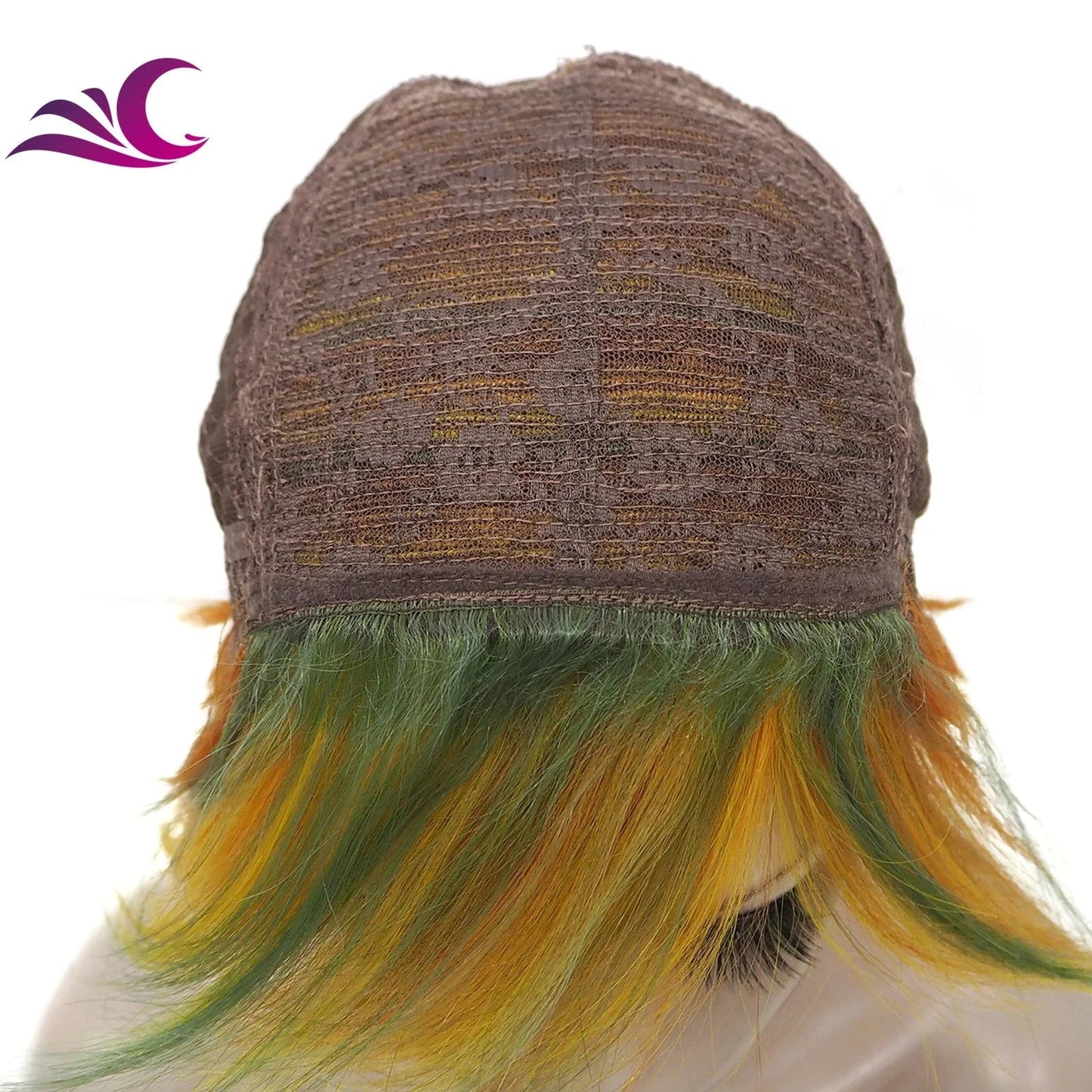 Celebrity Cosplay Wig Orange Mix Green Color Short Synthetic Wigs High Temperature Wholesale Synthetic Hair Wigs