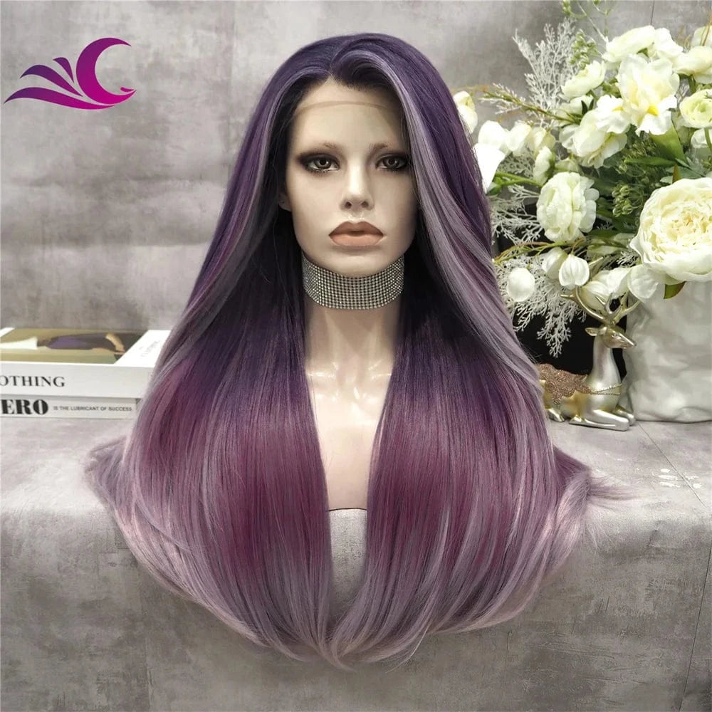 Celebrity drag queen cosplay light orange colorful lace front wig high density 180%-200% long curl synthetic hair wig
