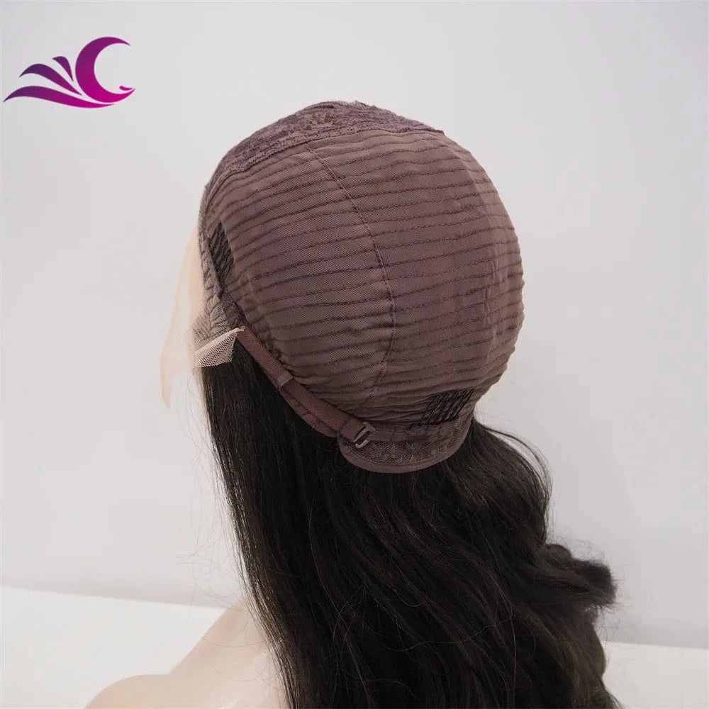 Celebrity high density pre-plucked natural hairline highlight brown heat resistant futura fiber hair wig