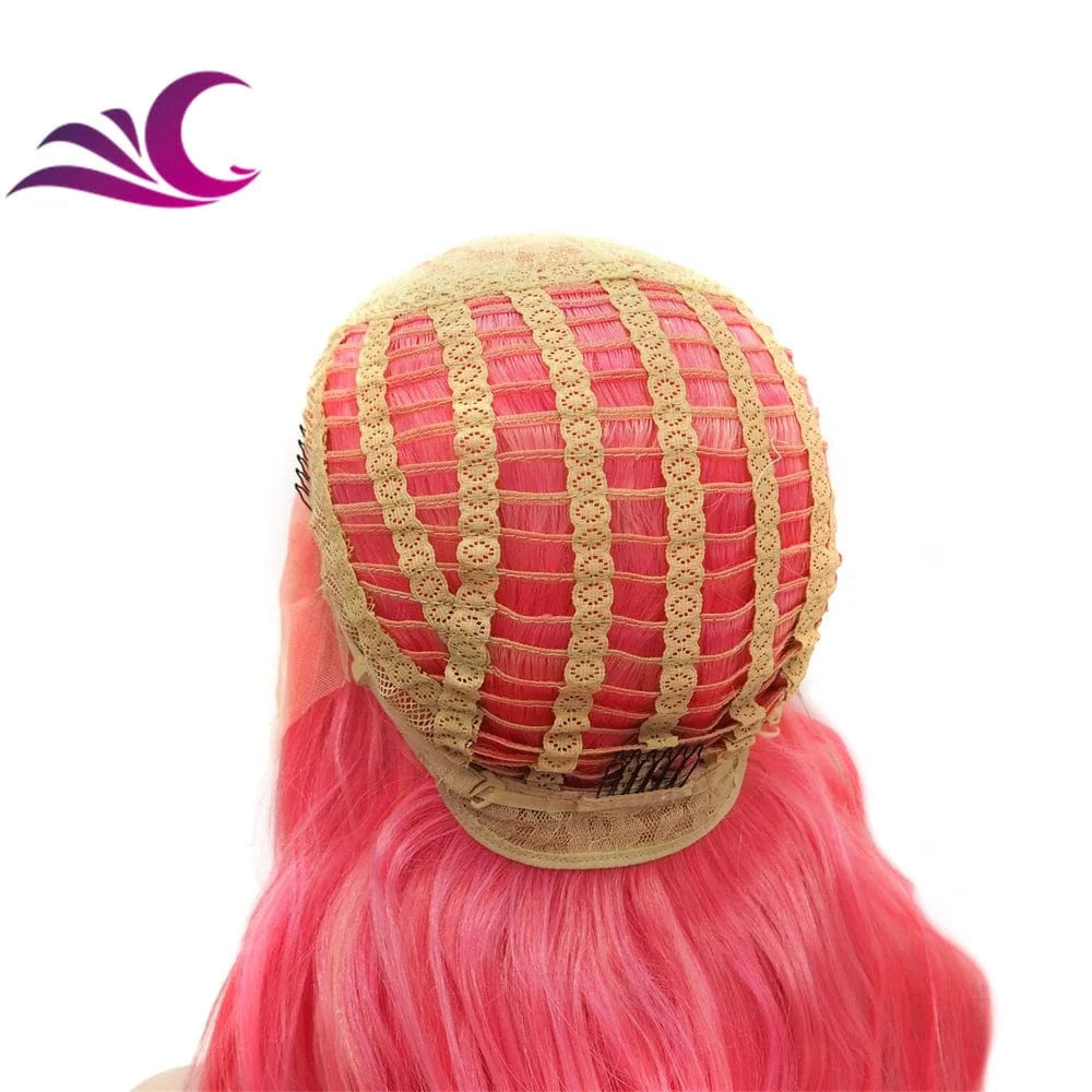 Celebrity highlight pink cosplay colored futura fiber lace front wig drag queen heat resistant synthetic Wig