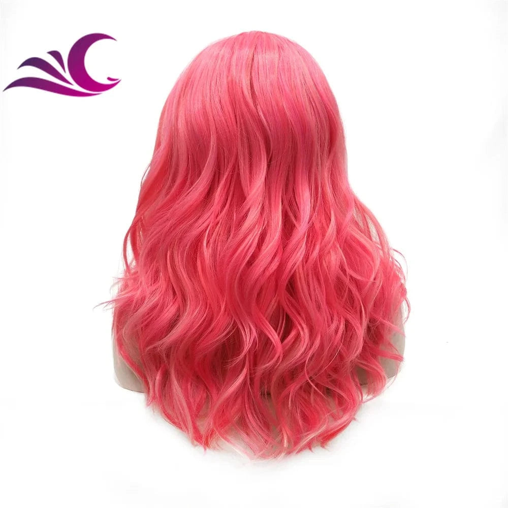 Celebrity highlight pink cosplay colored futura fiber lace front wig drag queen heat resistant synthetic Wig