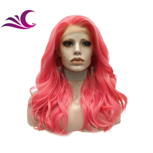 Celebrity highlight pink cosplay colored futura fiber lace front wig drag queen heat resistant synthetic Wig