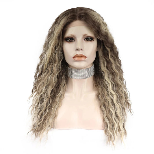 Celebrity  Highlight Wigs Wholesale CheapSynthetic Wigs High Quality T Part Lace Front High Temperature Fibre Wig for  women