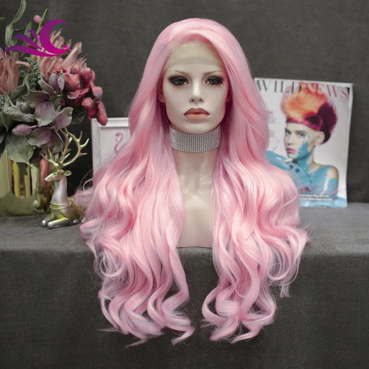 Celebrity light pink color 13*2 lace front wig pre-plucked natural hairline futura synthetic wig for black women