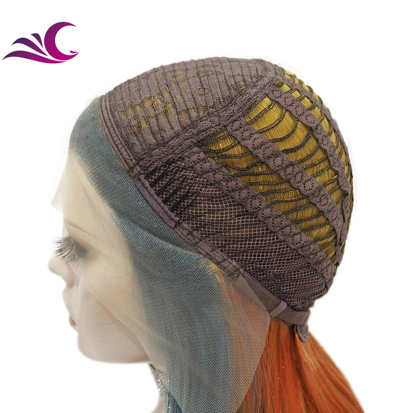 Celebrity New Fashion Rainbow Tinsel Multicolor High Temperature Fiber Synthetic Lace Hair Wigs for Cosplay