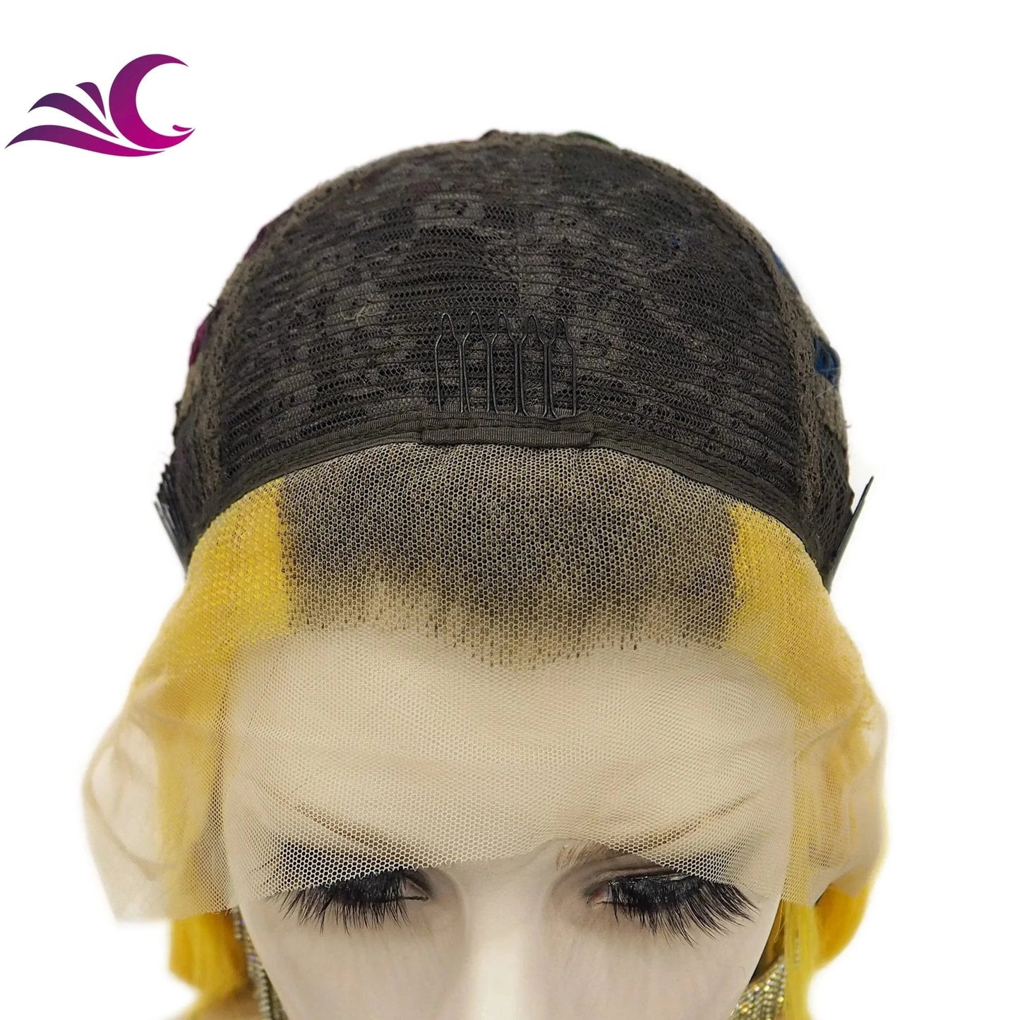 Celebrity Ombre Brown Rainbow Multicolor Colorful Wig Silky Straight Heat Resistant Fiber Synthetic Lace Front Wig for Cosplay