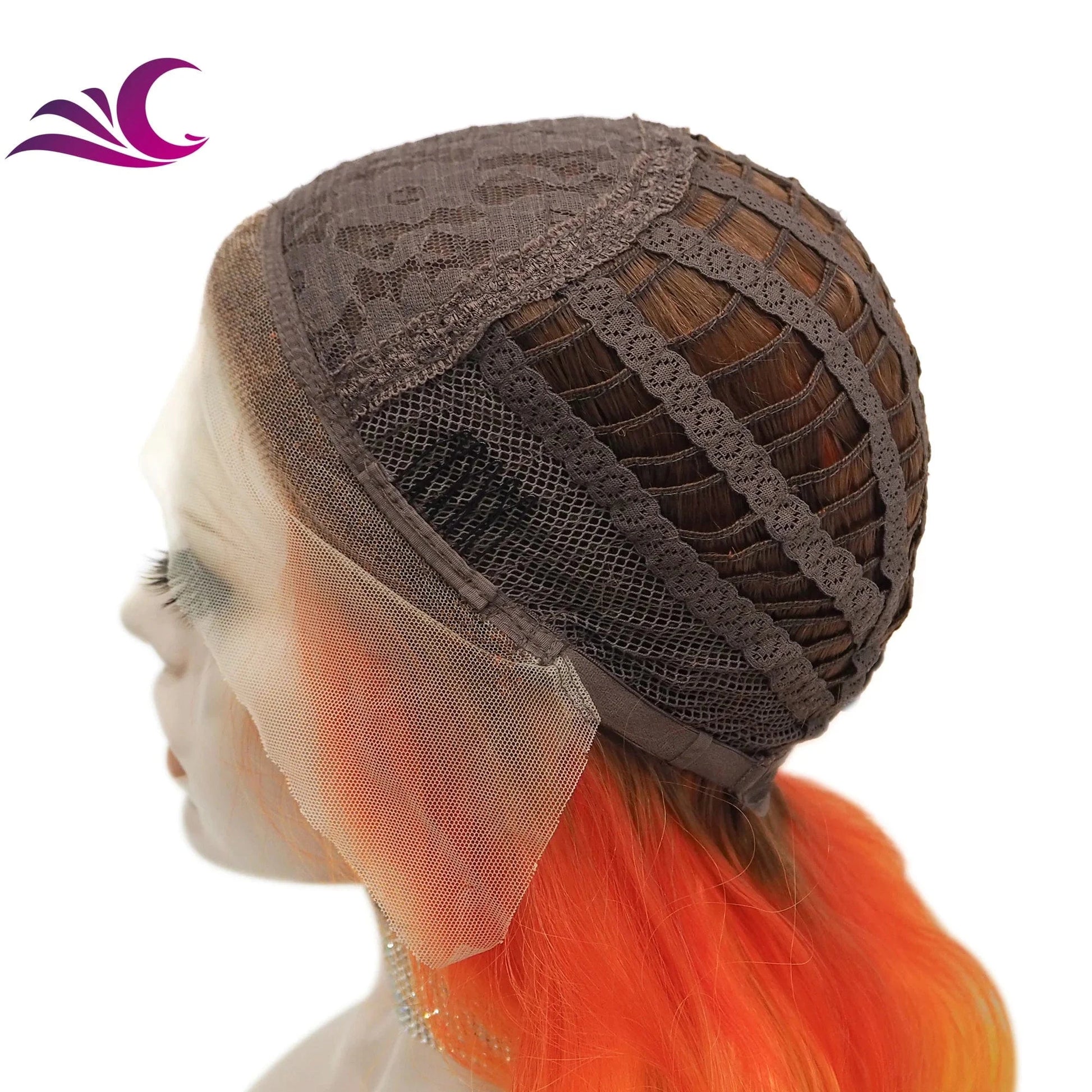 Celebrity Ombre Orange Wig Wavy Synthetic Heat Resistant Fiber Lace Front Wig For Cosplay Wigs