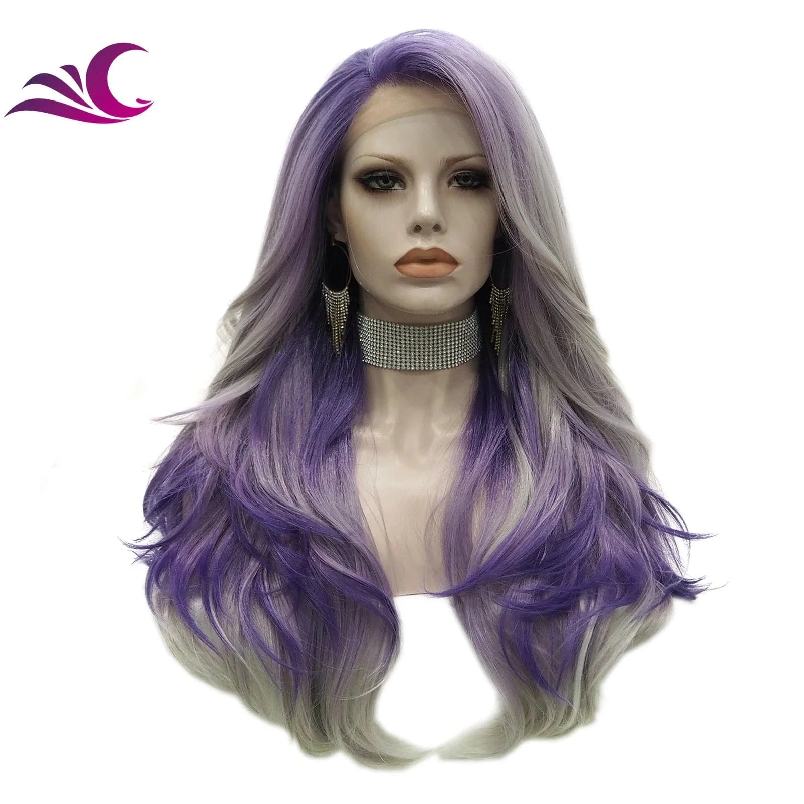 Celebrity ombre red pink colored synthetic lace front wig premium fiber high density cosplay drag queen wig