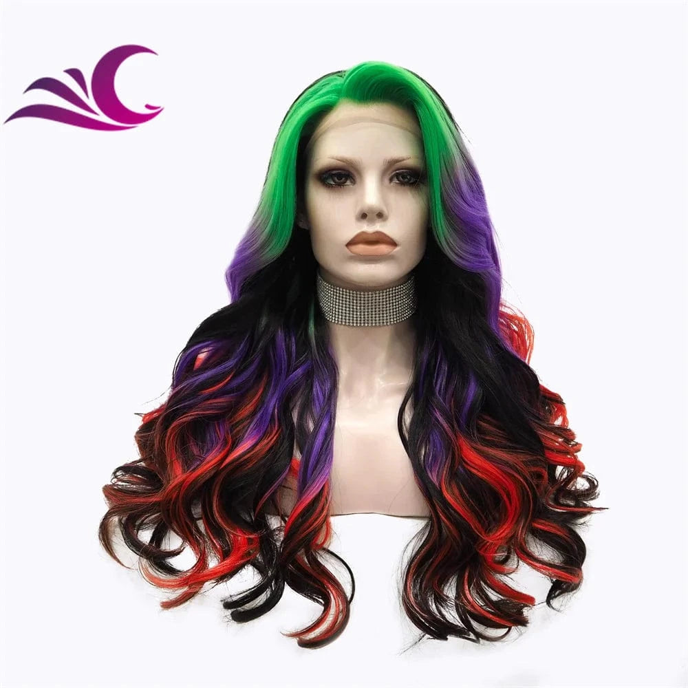 Celebrity piano highlight color ombre blonde glitter hair wig long body wave premium fiber synthetic hair wig