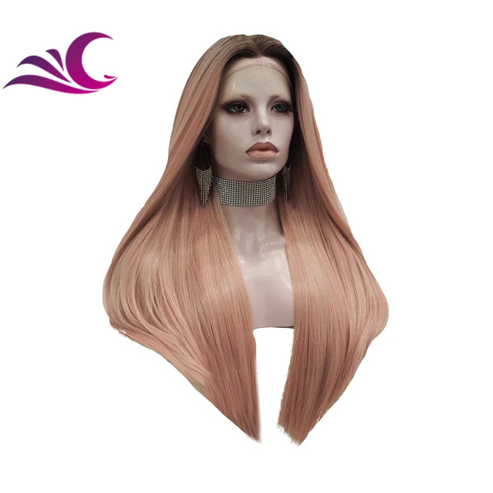 Celebrity pink color wig pre-plucked natural hairline heat resistant premium fiber synthetic lace front wig