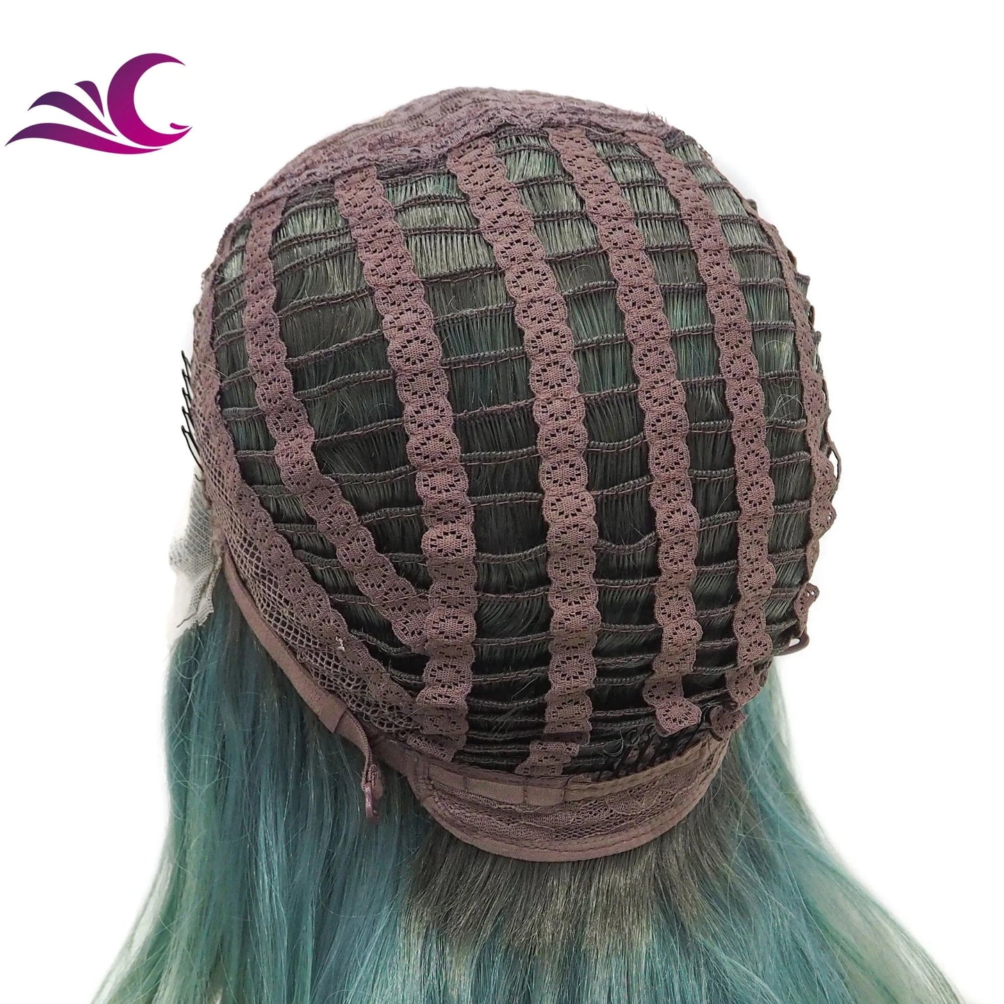 Celebrity premium heat resistant fiber ombre green colorful synthetic lace front wig for cosplay darily drag