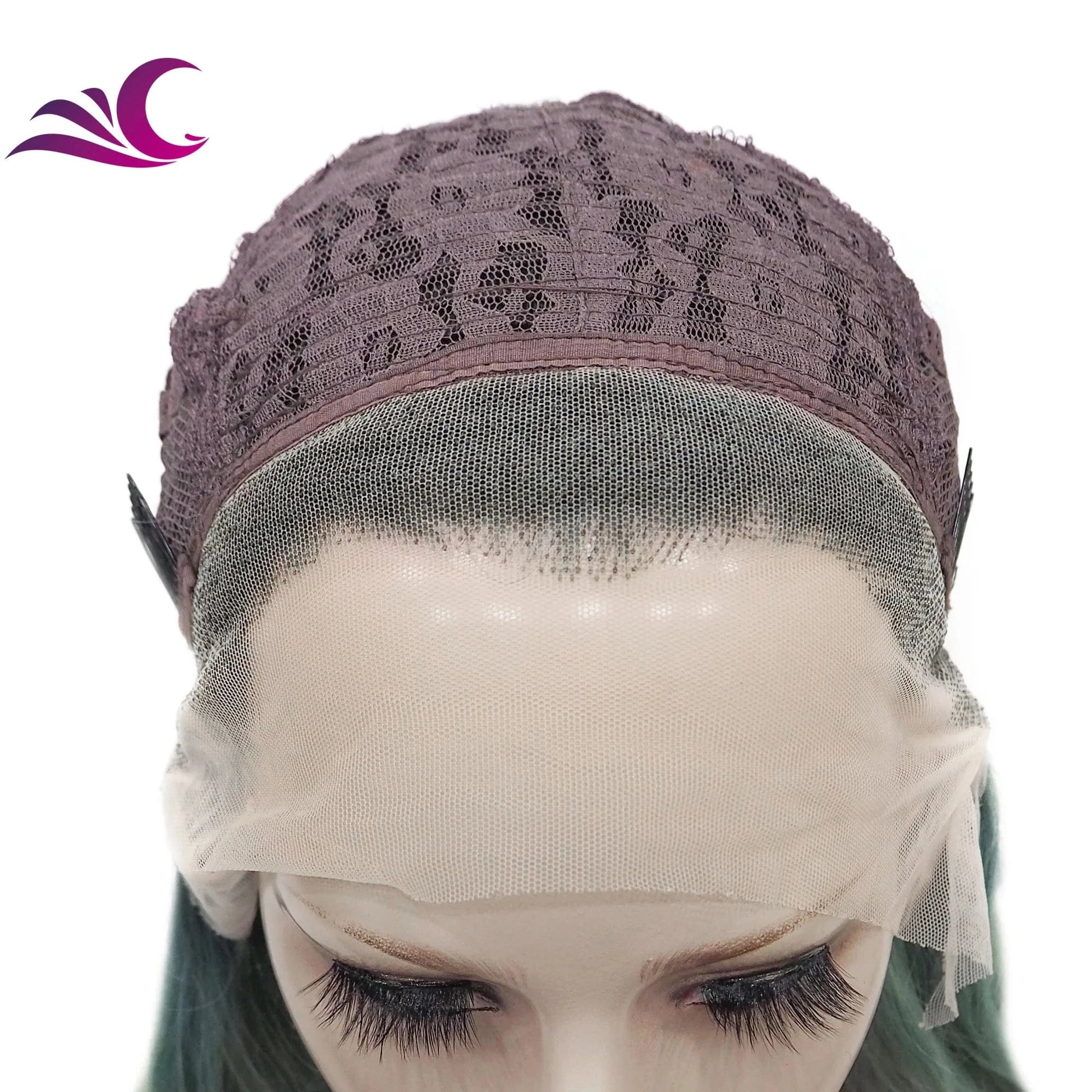 Celebrity premium heat resistant fiber ombre green colorful synthetic lace front wig for cosplay darily drag