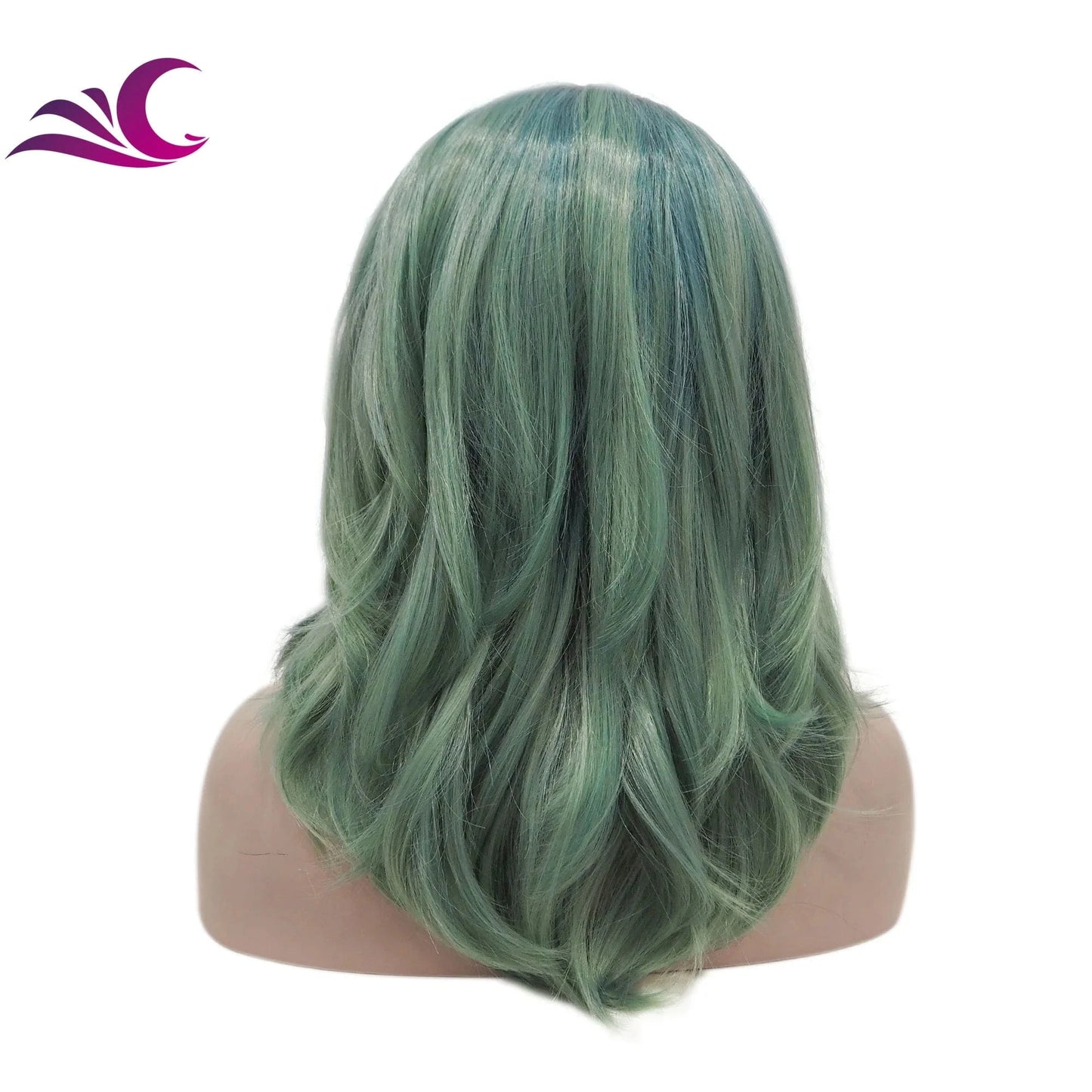 Celebrity premium heat resistant fiber ombre green colorful synthetic lace front wig for cosplay darily drag