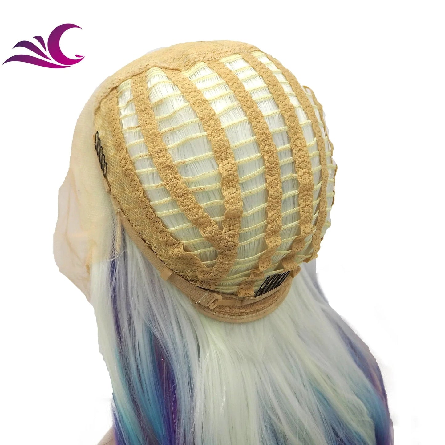 Celebrity Premium Rainbow Color Highlight Holographic Lace Front Wigs Silky Straight Futura Heat Resistant Synthetic Hair Wigs