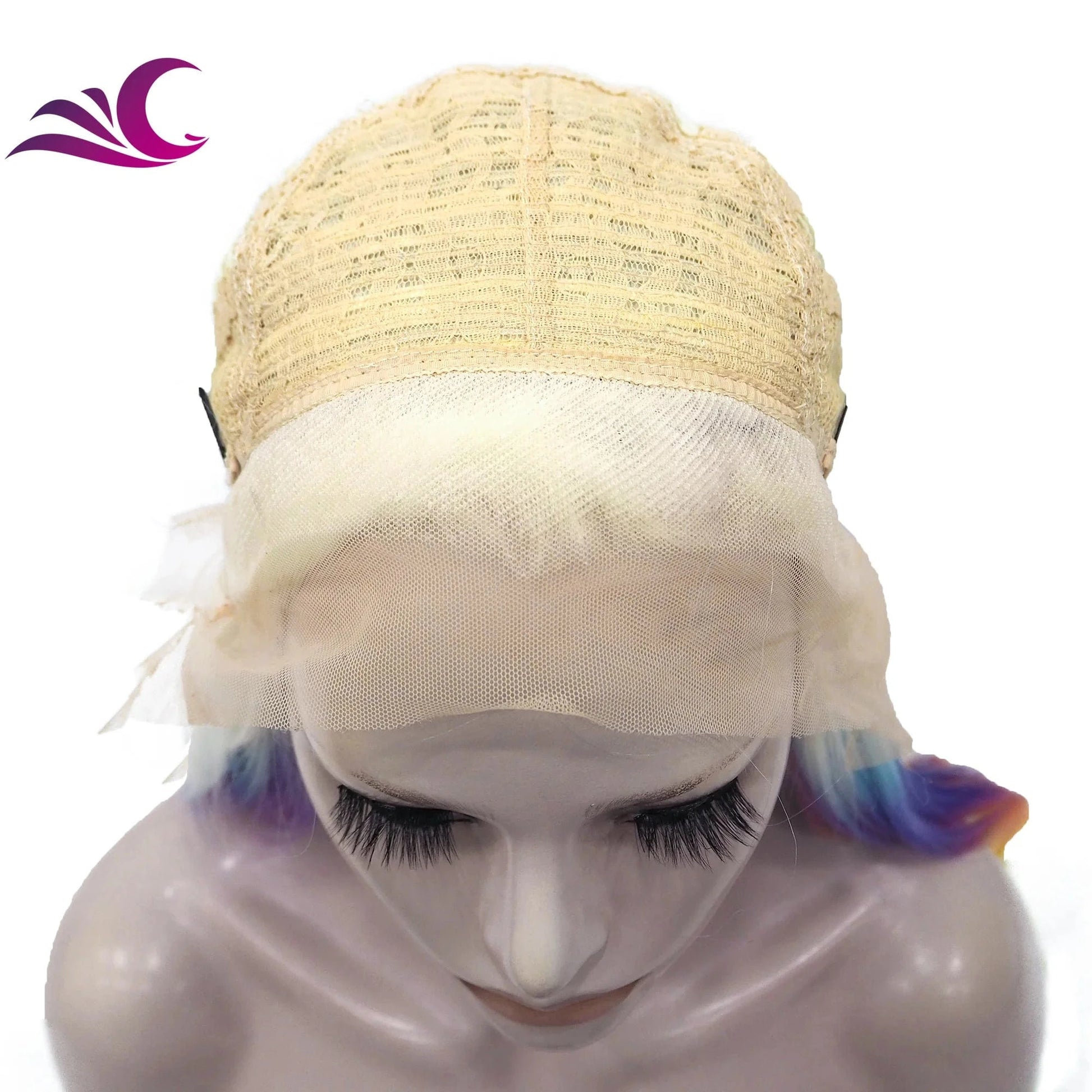 Celebrity Premium Rainbow Color Highlight Holographic Lace Front Wigs Silky Straight Futura Heat Resistant Synthetic Hair Wigs