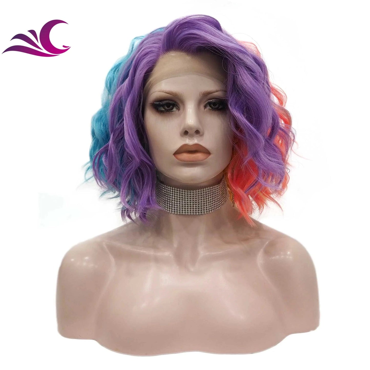 Celebrity shoulder length glitter tinsel hair wig ombre blonde green colorful synthetic hair wig for drag cosplay party