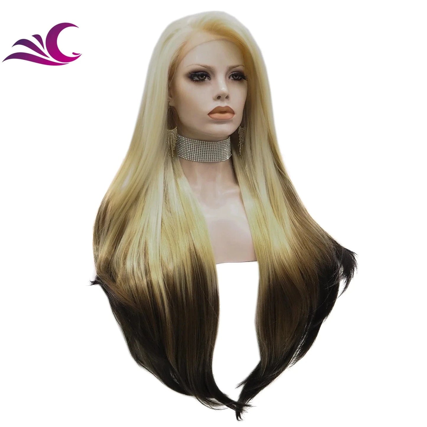Celebrity Wholesale 180 Density Ombre 613 Blond Bone Straight Double Draw Heat Resistant Futura Premium Synthetic Hair Wigs