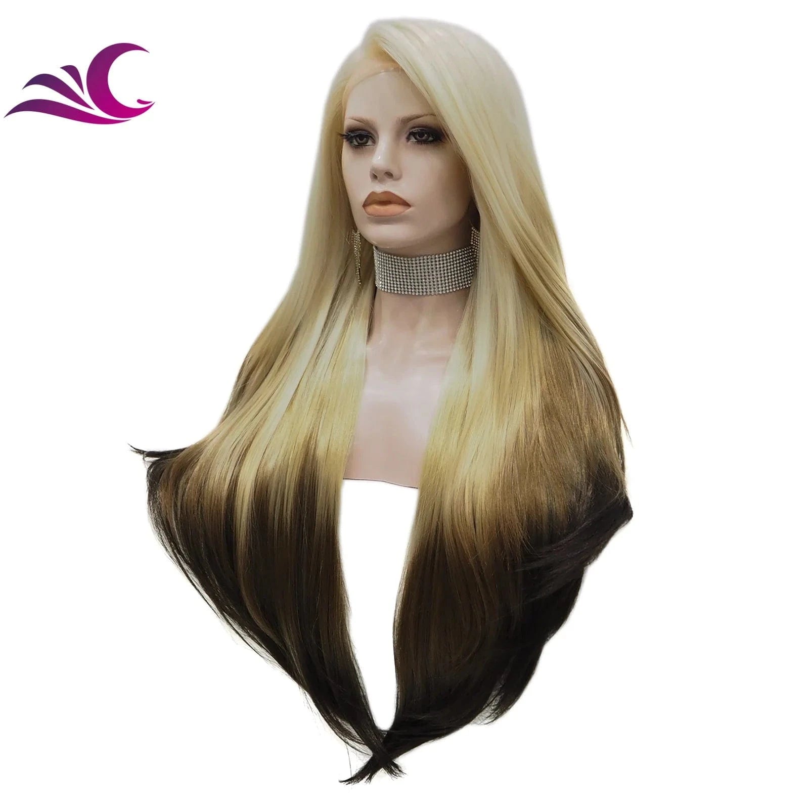 Celebrity Wholesale 180 Density Ombre 613 Blond Bone Straight Double Draw Heat Resistant Futura Premium Synthetic Hair Wigs
