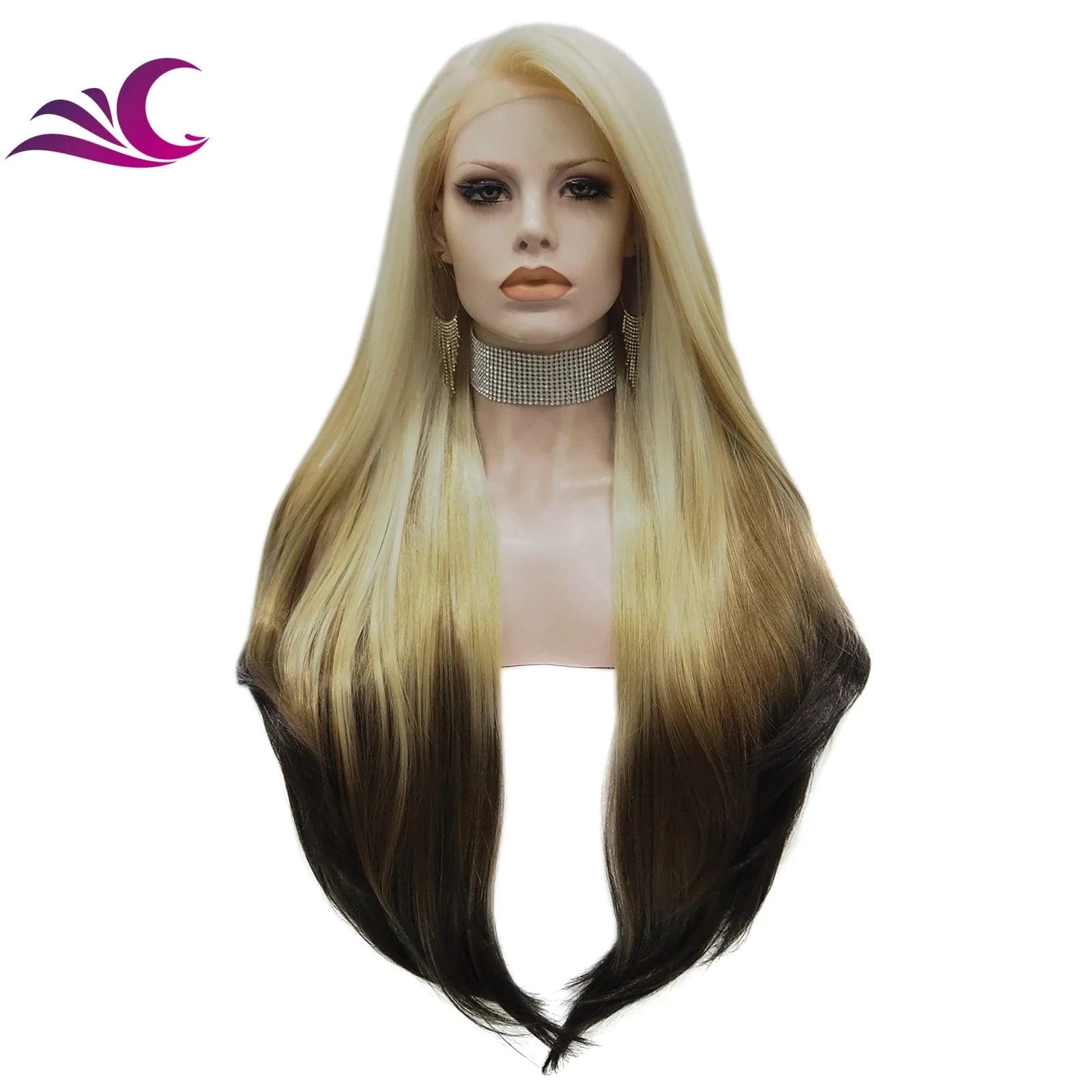 Celebrity Wholesale 180 Density Ombre 613 Blond Bone Straight Double Draw Heat Resistant Futura Premium Synthetic Hair Wigs