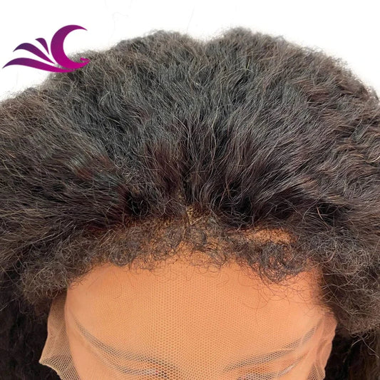 Celebrity Wholesale Brazilian 4C Texture Hairline Wigs Virgin Human Hair With13x6 Lace Frontal Kinky Straight Wig 4C Natural Edg