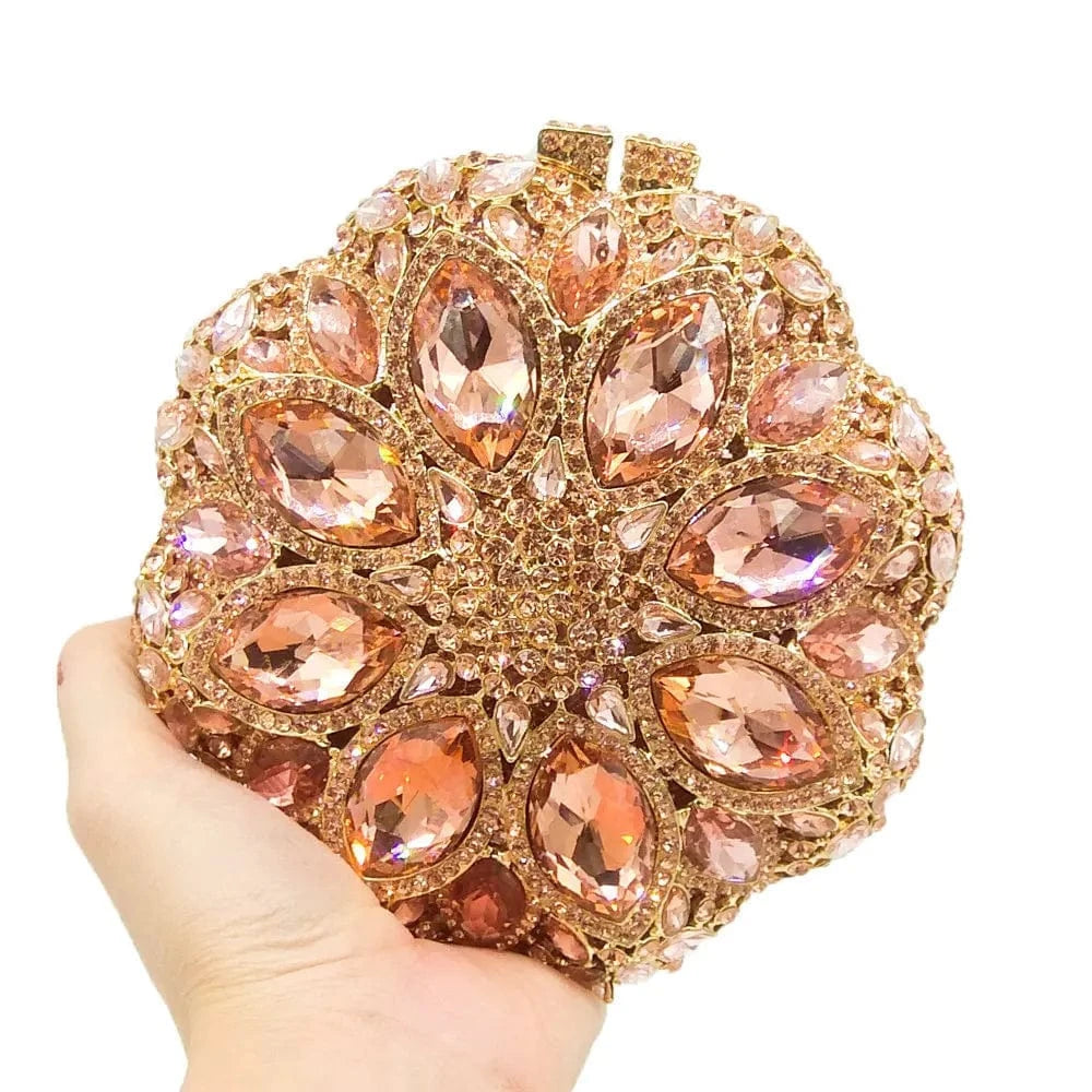 champagne gold Gown evening party bags Multi color crystal hand bags ladies luxury clutch rhinestone metal purse clutches for women